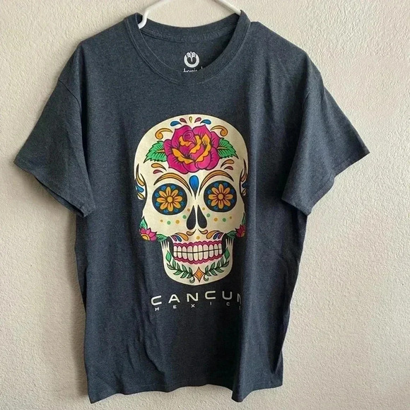💥Cancun Sugar Skull  Retro Graphic Tee T-Shirt L - Picture 1 of 5